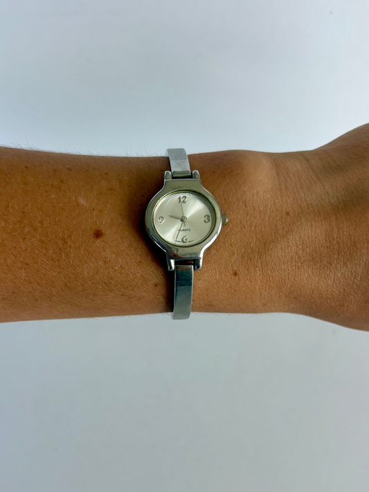Rare Vintage Circle Dial Dainty Silver Watch