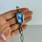 Rare Vintage Rectangle Blue Dial Dainty Silver Watch