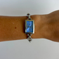 Rare Vintage Rectangle Blue Dial Dainty Silver Watch
