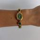 Vintage Pearl Drop  Green Gold Womens Watch Dainty Small Face