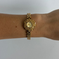 Vintage Flower Detail Gold Womens Watch Dainty Small Face