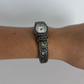 Rare Vintage Green & Black Detail Silver Watch