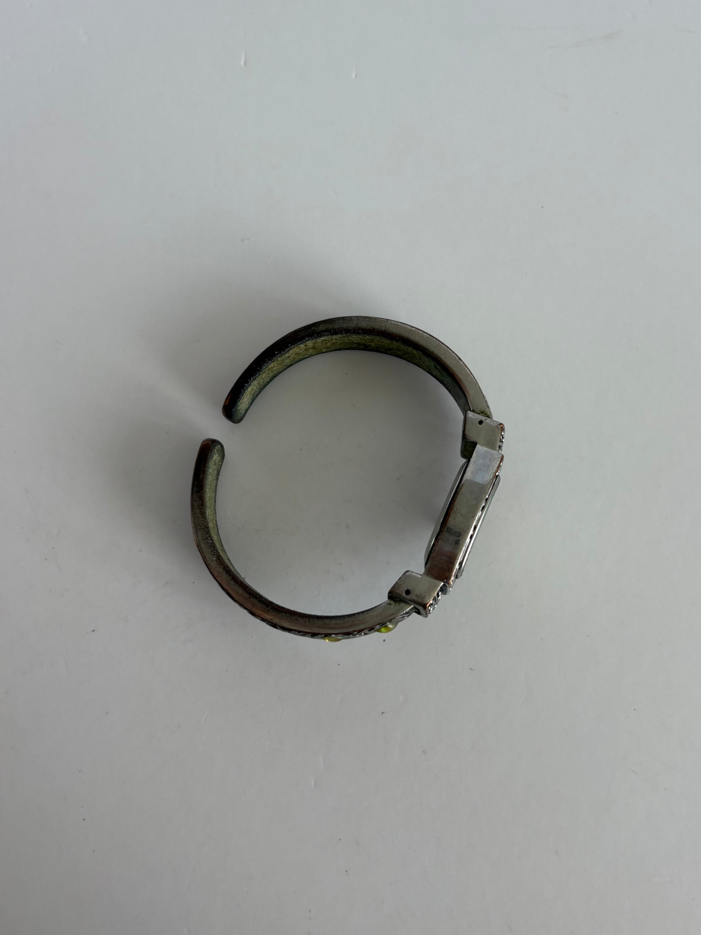 Rare Vintage Green & Black Detail Silver Watch