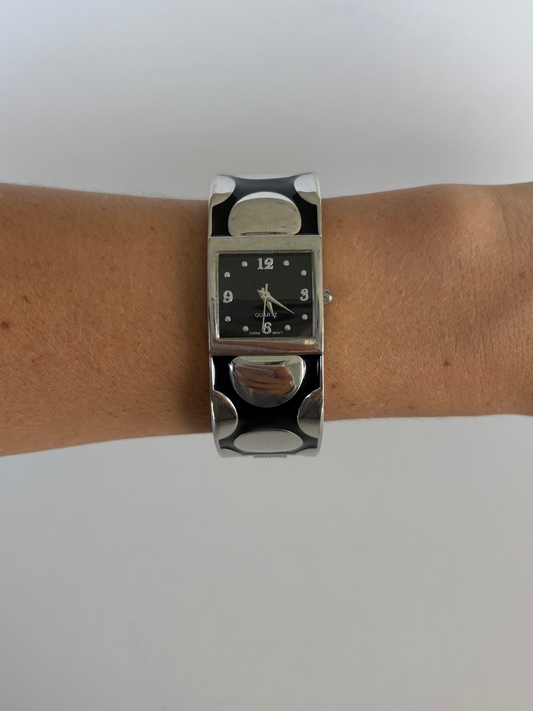 Rare Vintage Polka Dot Silver Statement Watch