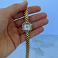 Vintage Dainty Brass Square Gold Womens Watch Small Face