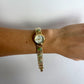 Vintage Gold Face Jade Bar Womens Watch