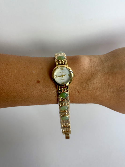 Dainty Vintage White Face Jade Bar Womens Watch Small Face