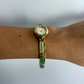 Dainty Vintage Gold Face Jade Detail Womens Watch Small Face