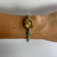 Dainty Vintage Gold Face Jade Pearl Womens Watch Small Face
