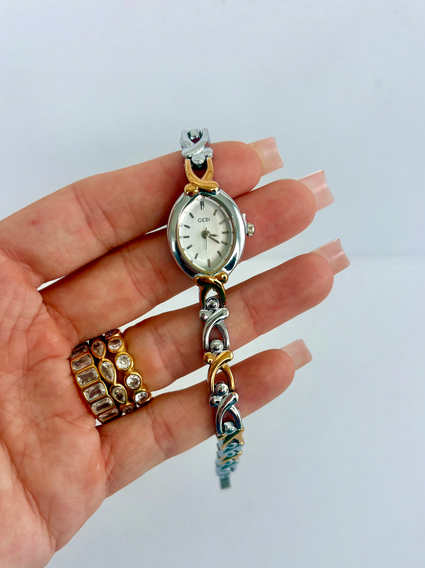Vintage Two-Toned Silver and Gold Womens Watch Small Face