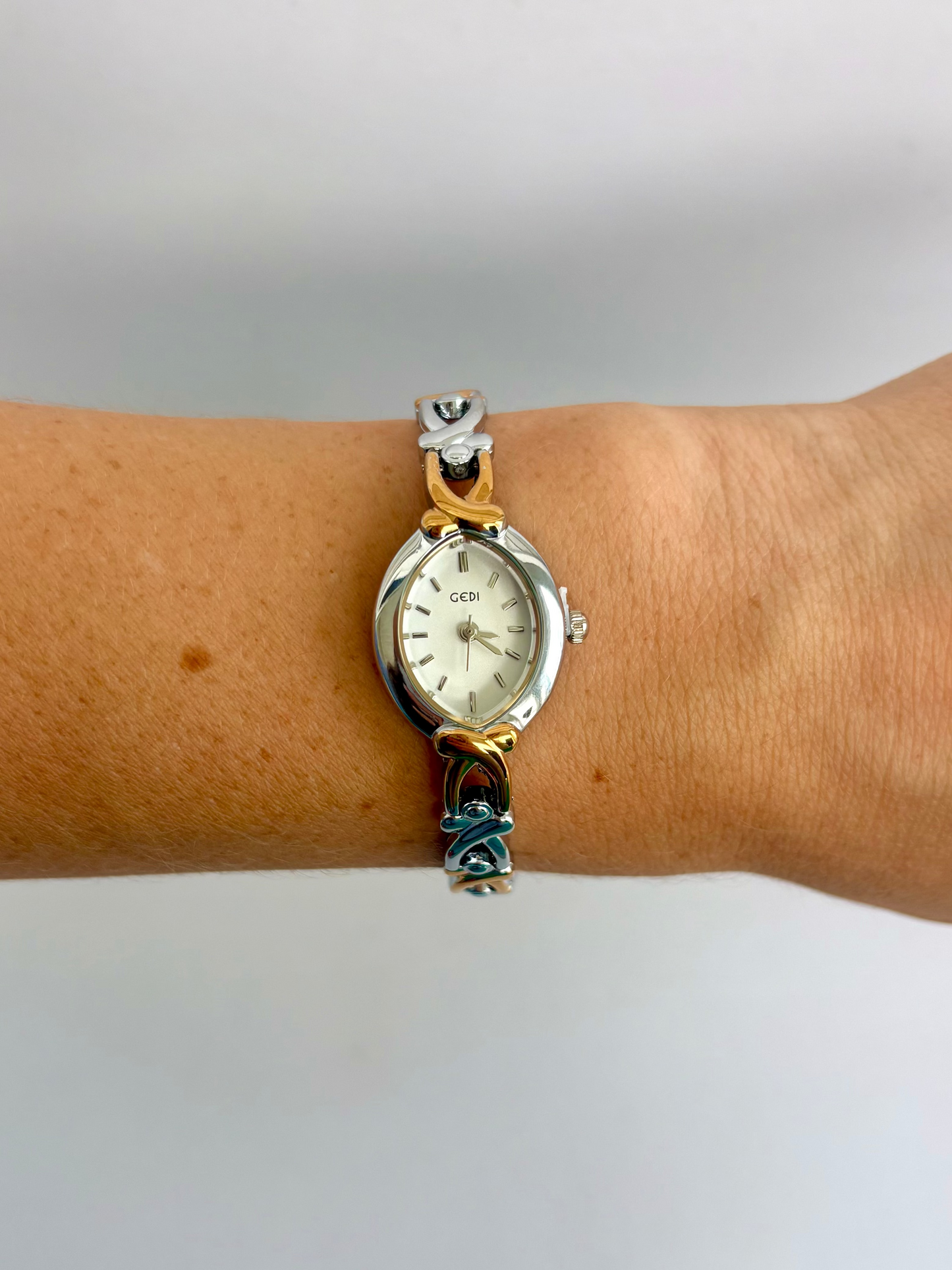 Vintage Two-Toned Silver and Gold Womens Watch Small Face