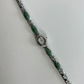 Dainty Vintage White Face Jade Oval Silver Womens Watch