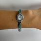 Dainty Vintage White Face Jade Oval Silver Womens Watch