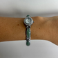 Dainty Vintage White Face Jade Oval Silver Womens Watch