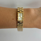 Gaze Vintage White Dial Rectangle Gold Toned Womens Watch