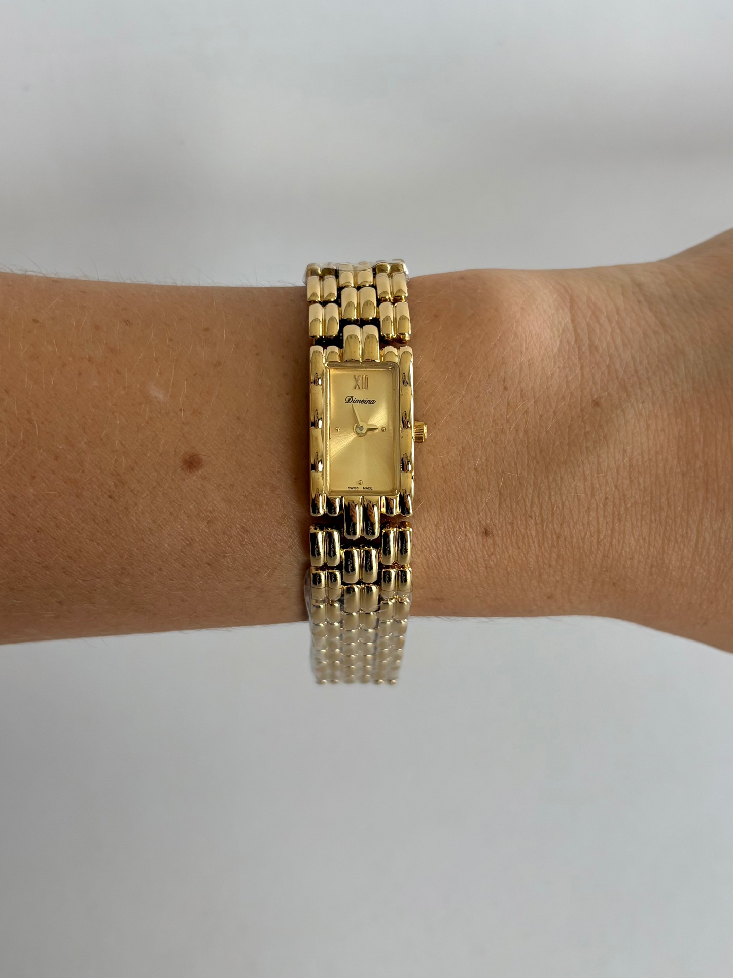 Gaze Vintage Gold Dial Rectangle Gold Toned Womens Watch