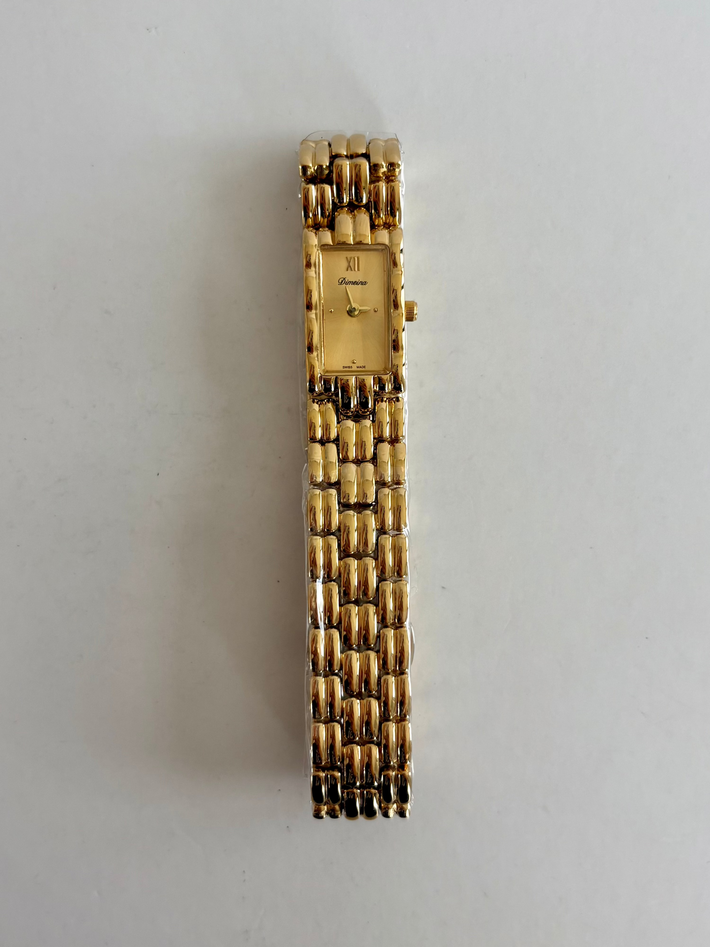 Gaze Vintage Gold Dial Rectangle Gold Toned Womens Watch