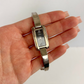 Rare Silver Watch with Black Dial Rectangle Face
