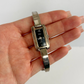 Rare Silver Watch with Black Dial Rectangle Face
