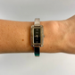 Rare Silver Watch with Black Dial Rectangle Face
