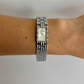 Gaze Vintage White Dial Rectangle Silver Toned Womens Watch