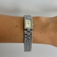 Gaze Vintage White Dial Rectangle Silver Toned Womens Watch