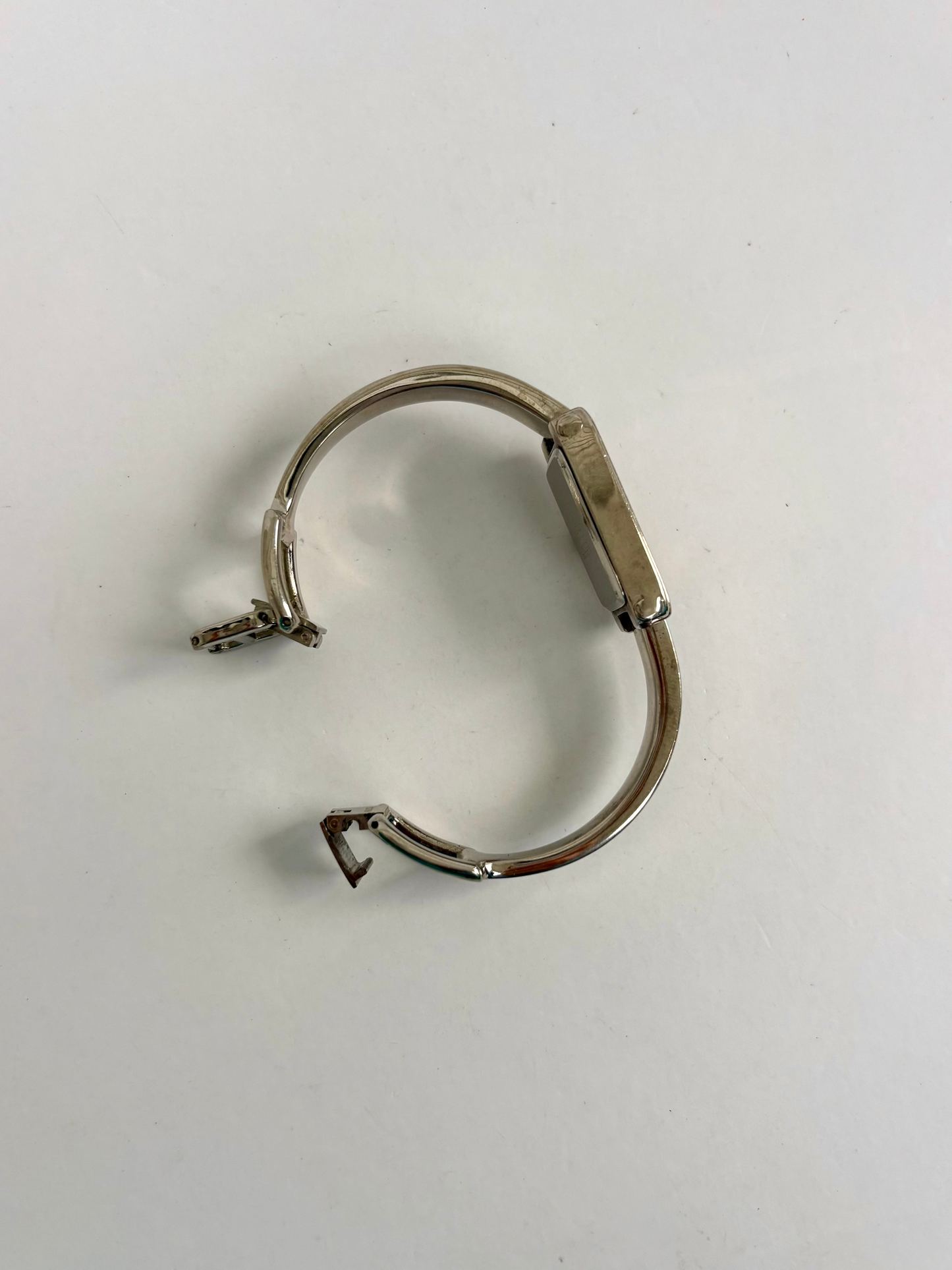 Rare Silver Watch with Black Dial Rectangle Face