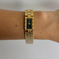 Gaze Vintage Black Dial Rectangle Gold Toned Womens Watch