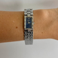 Gaze Vintage Blue Dial Rectangle Silver Toned Womens Watch