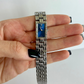 Gaze Vintage Blue Dial Rectangle Silver Toned Womens Watch