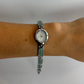 Dainty Vintage Silver Face Jade Detail Womens Watch Small Face
