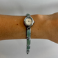 Dainty Vintage Silver Face Jade Detail Womens Watch Small Face
