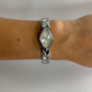 Diamond Geo White Dial Vintage Silver Toned Womens Watch