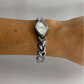 Diamond Geo White Dial Vintage Silver Toned Womens Watch