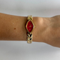 Diamond Geo Red Dial Vintage Gold Toned Womens Watch
