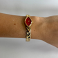 Diamond Geo Red Dial Vintage Gold Toned Womens Watch