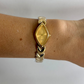 Diamond Geo Gold Dial Vintage Gold Toned Womens Watch