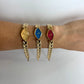 Diamond Geo Blue Dial Vintage Gold Toned Womens Watch