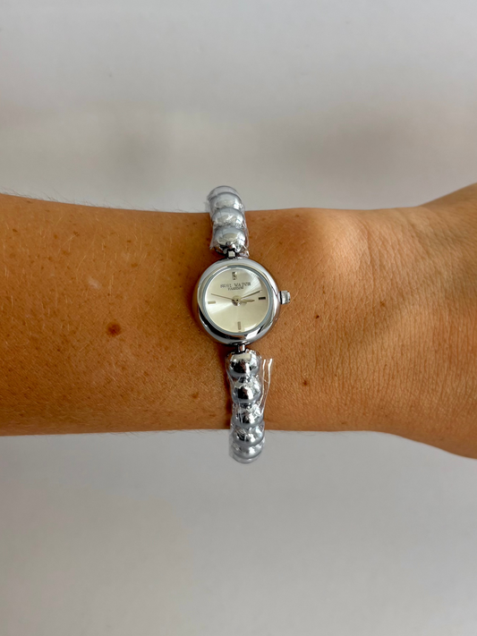 Dainty Bead Silver Small Face Womens Watch