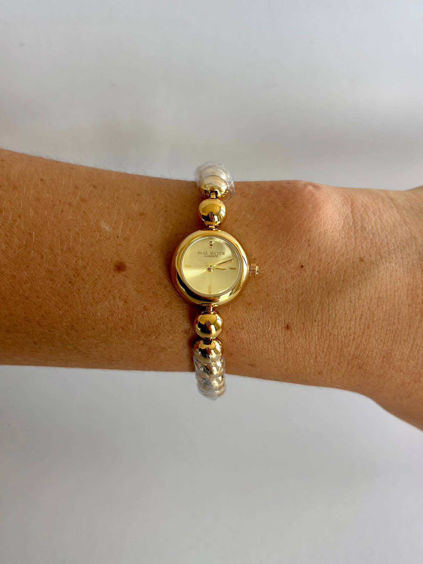 Dainty Bead Gold Small Face Womens Watch