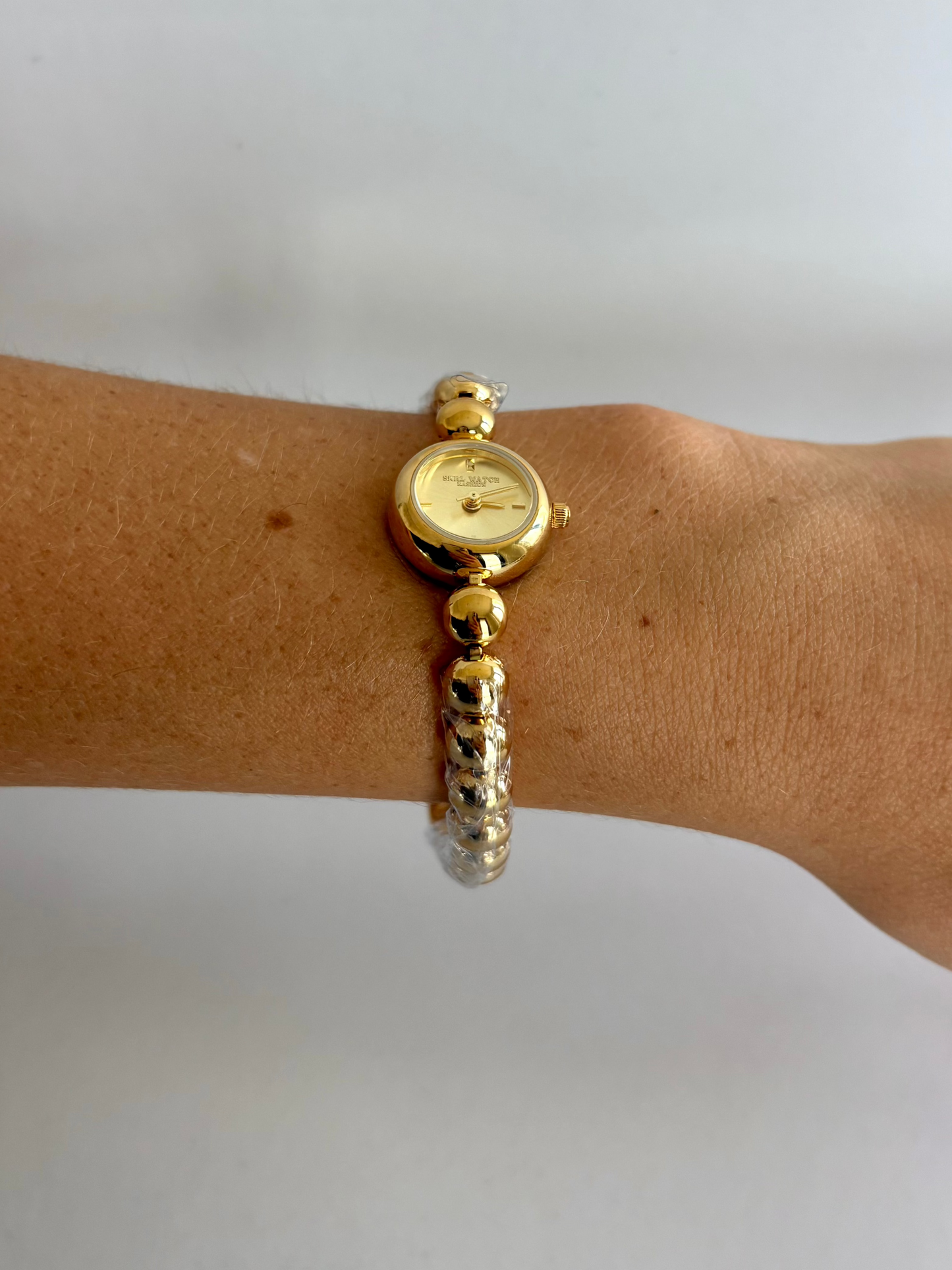 Dainty Bead Gold Small Face Womens Watch
