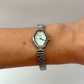 Vintage White Oval Flower Minimalist Silver Womens Watch Small Face
