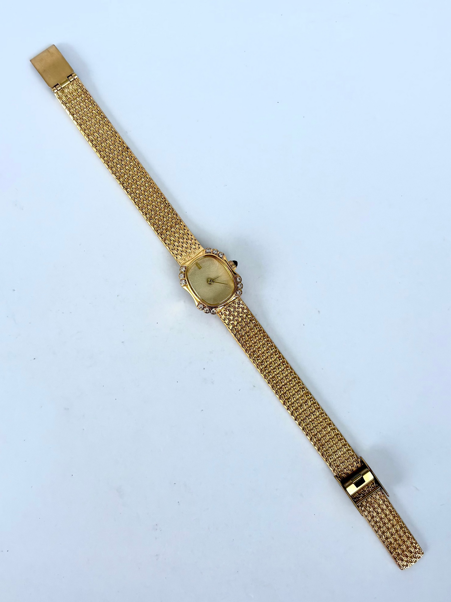 Gold Rectangle Oval Dial Womens Watch