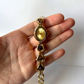 Vintage Pearl Drop Brown Gold Womens Watch Dainty Small Face