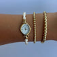 Vintage Gold Pearl Womens Watch Small Face