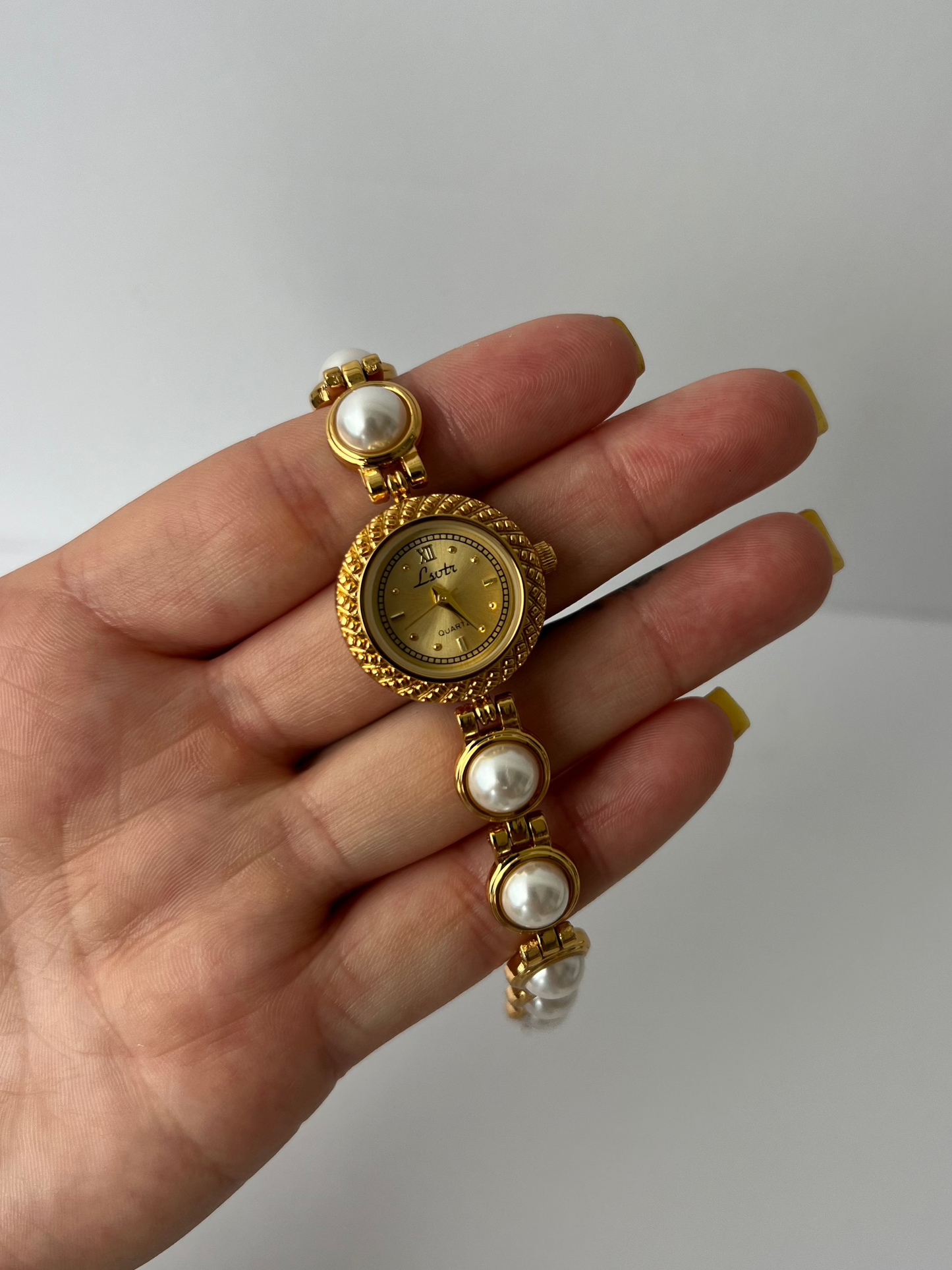 French Pearl Minimalist Gold Womens Watch Small Face