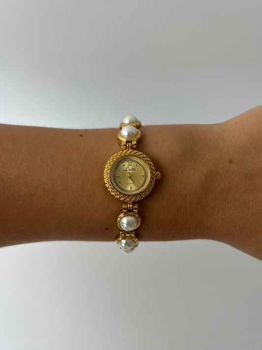 French Pearl Minimalist Gold Womens Watch Small Face