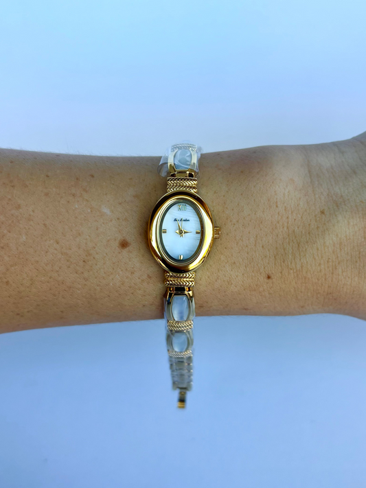 Vintage Greek Opal Detail Gold Womens Watch Dainty Small Face