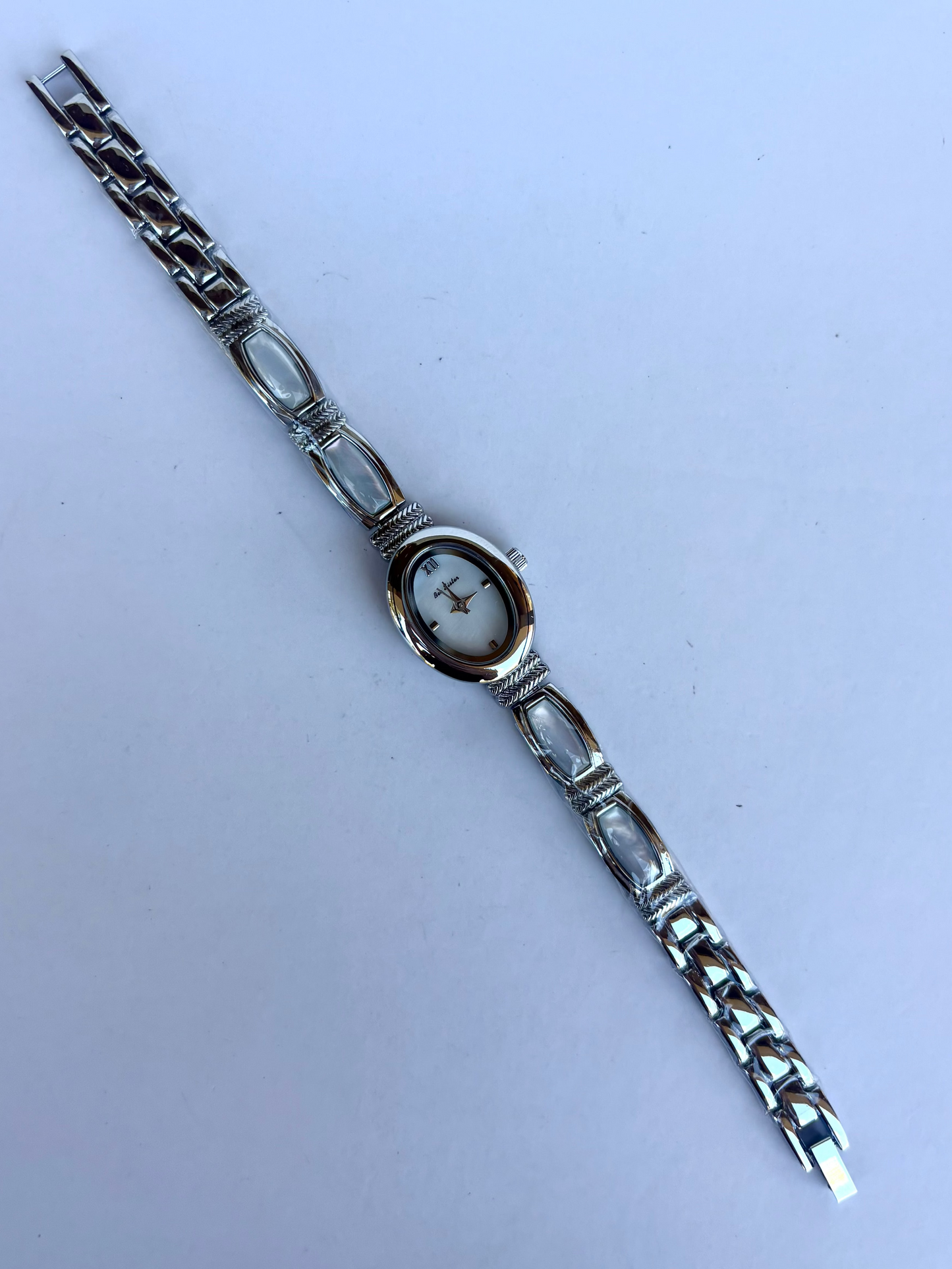Vintage Greek Opal Detail Silver Womens Watch Dainty Small Face