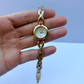 Dainty Vintage Red Jade Circle Dial Gold Dainty Womens Watch